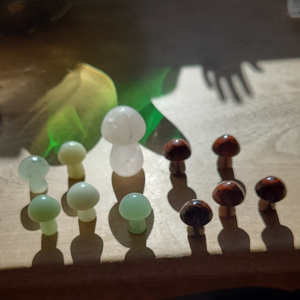 Set of Stone Mushroom Figurines